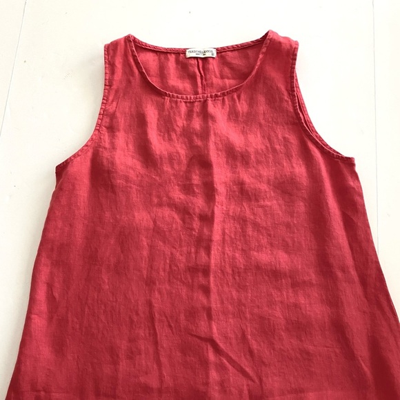 Terzo Millennio Orange Linen Sleeveless Dress Size Medium  Midi Maxi Lagenlook - Picture 5 of 14